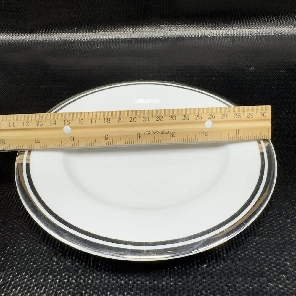 2005 Royal Doulton Pure Platinum Double Silver Band Plate Dish 7.5inch Set‎ 3